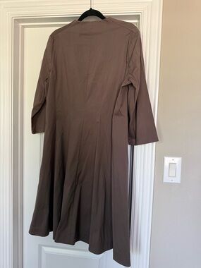 Lafayette 148 New York 3/4 Sleeve A-Line Cotton Stretch Sateen Dress